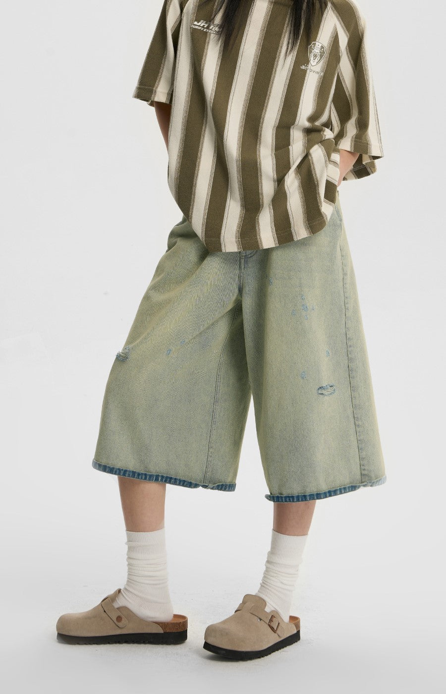 JHYQ Light Wash Capri Denim Shorts