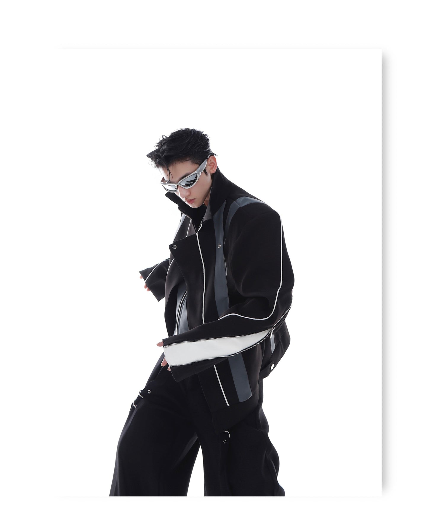 CulturE Contrast-Panel Biker Jacket