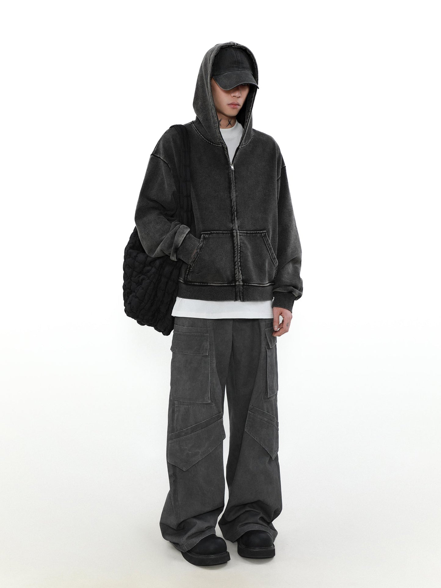 MRNEARLY Vintage Washed Heavyweight Zip Jacket