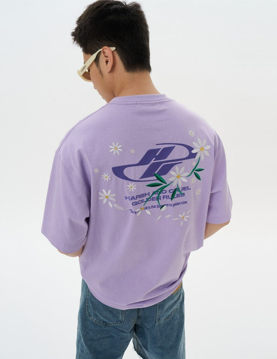 Embroidered Daisies Tee: HARSH & CRUEL