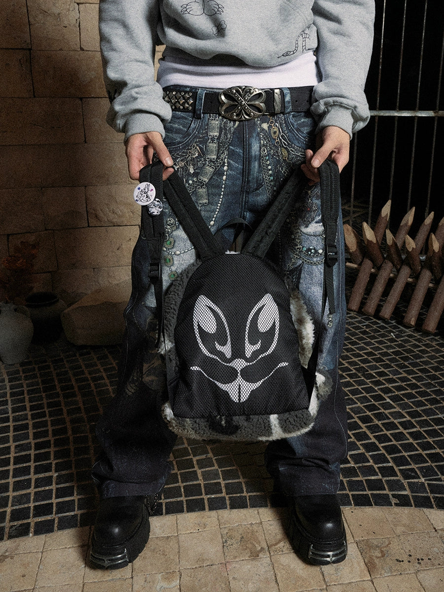 DND4DES Camouflage Rabbit Fur Backpack