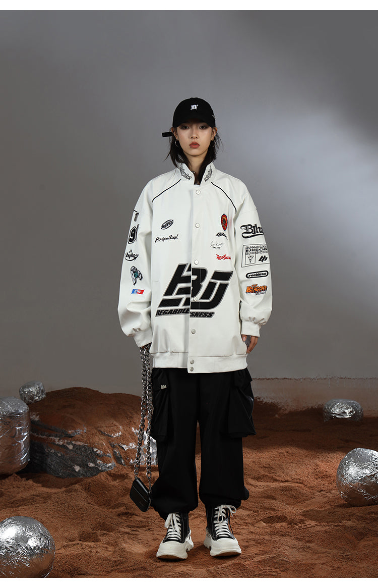 BJHG Distressed Biker Jacket with Patches