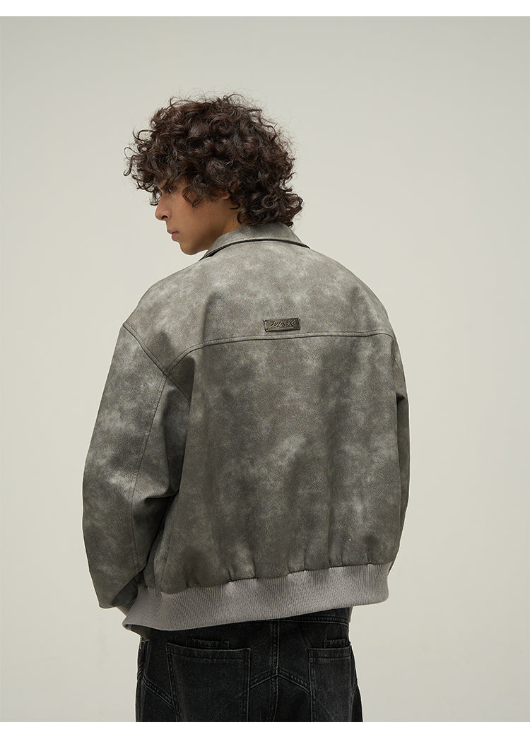 WLNEXT Vintage-Inspired Distressed Faux Leather Jacket