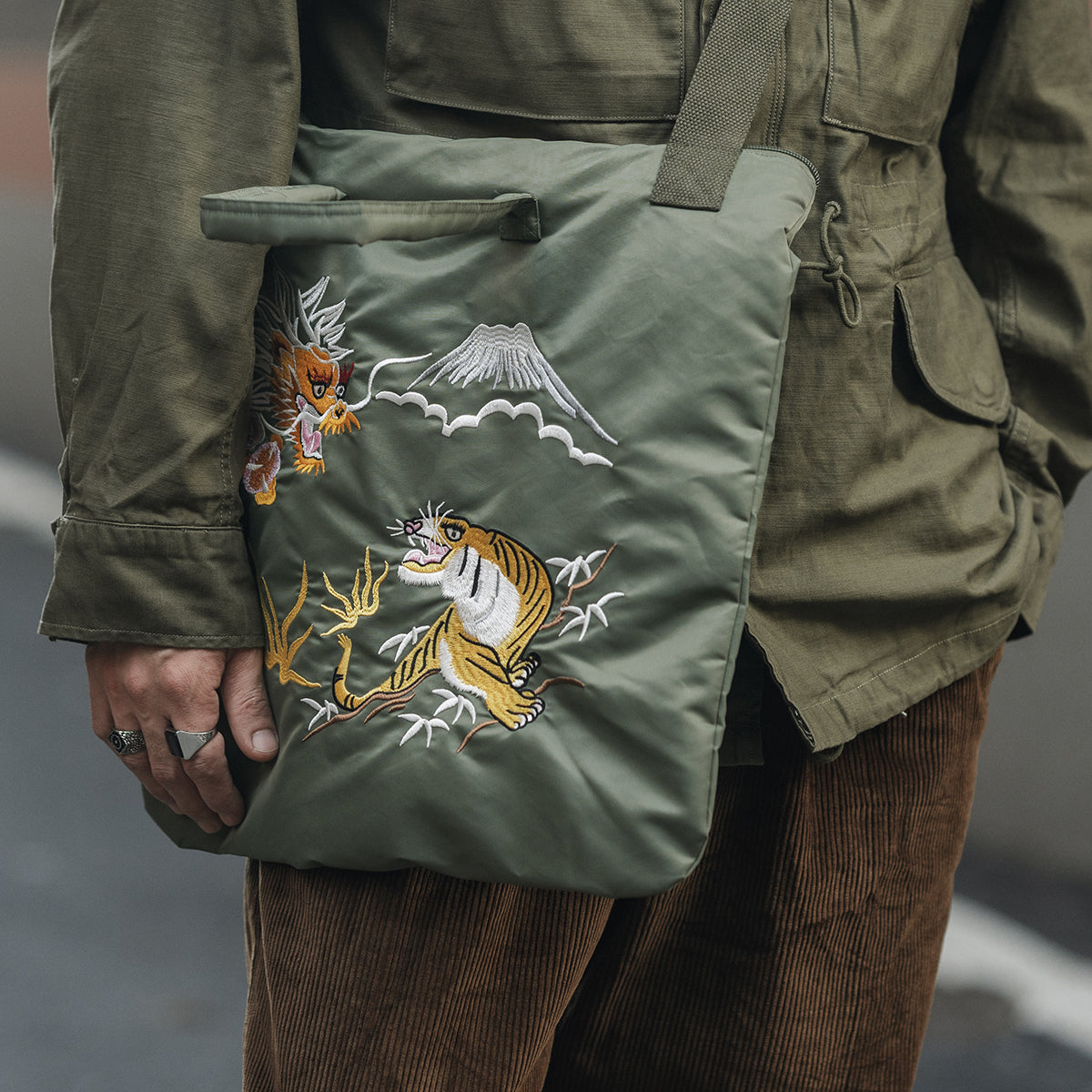 Retro-Inspired 'Yokosuka' Embroidered Nylon Tote