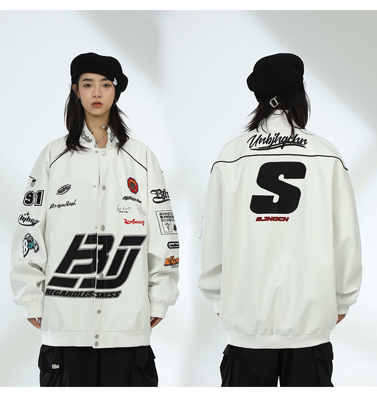 BJHG Distressed Biker Jacket with Patches