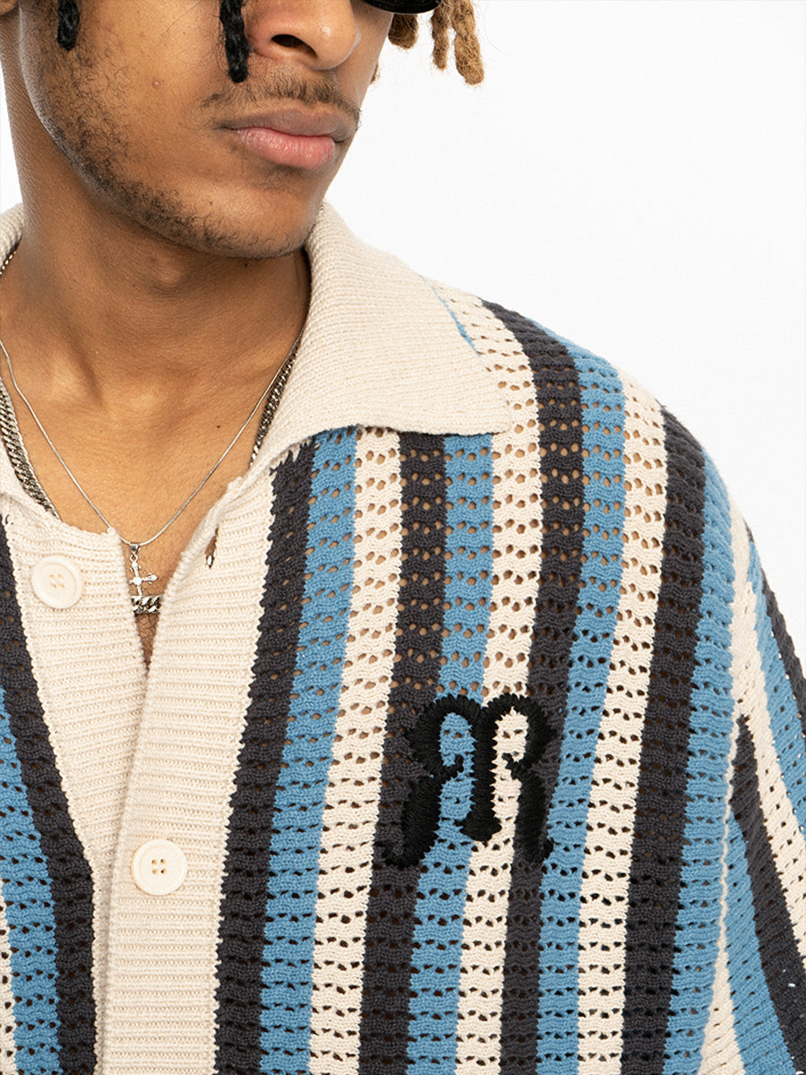 Striped Crochet Collar Shirt - EMPTY REFERENCE