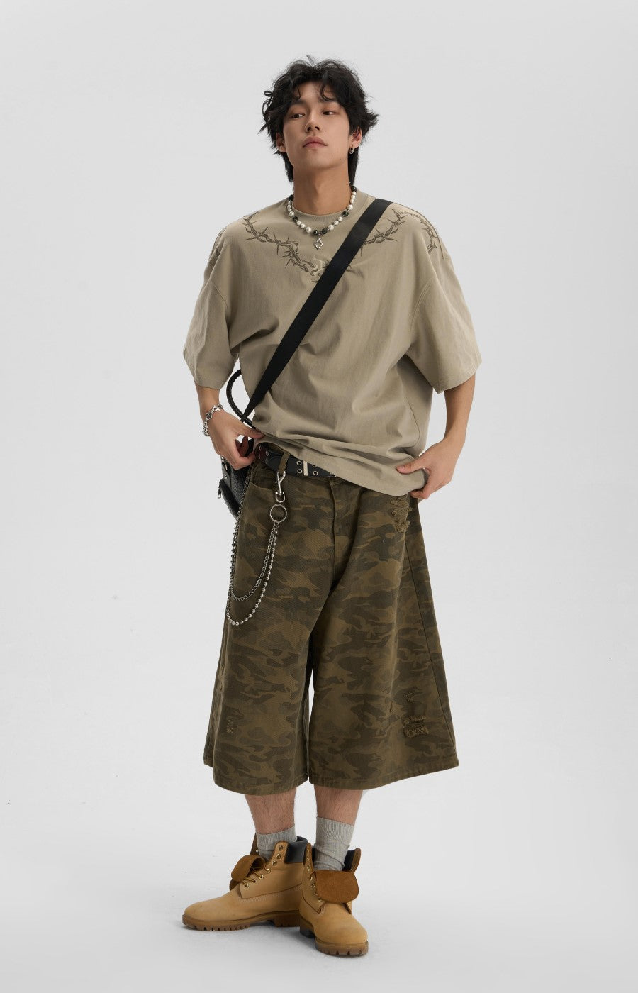 JHYQ Thorn Design Collar T-Shirt