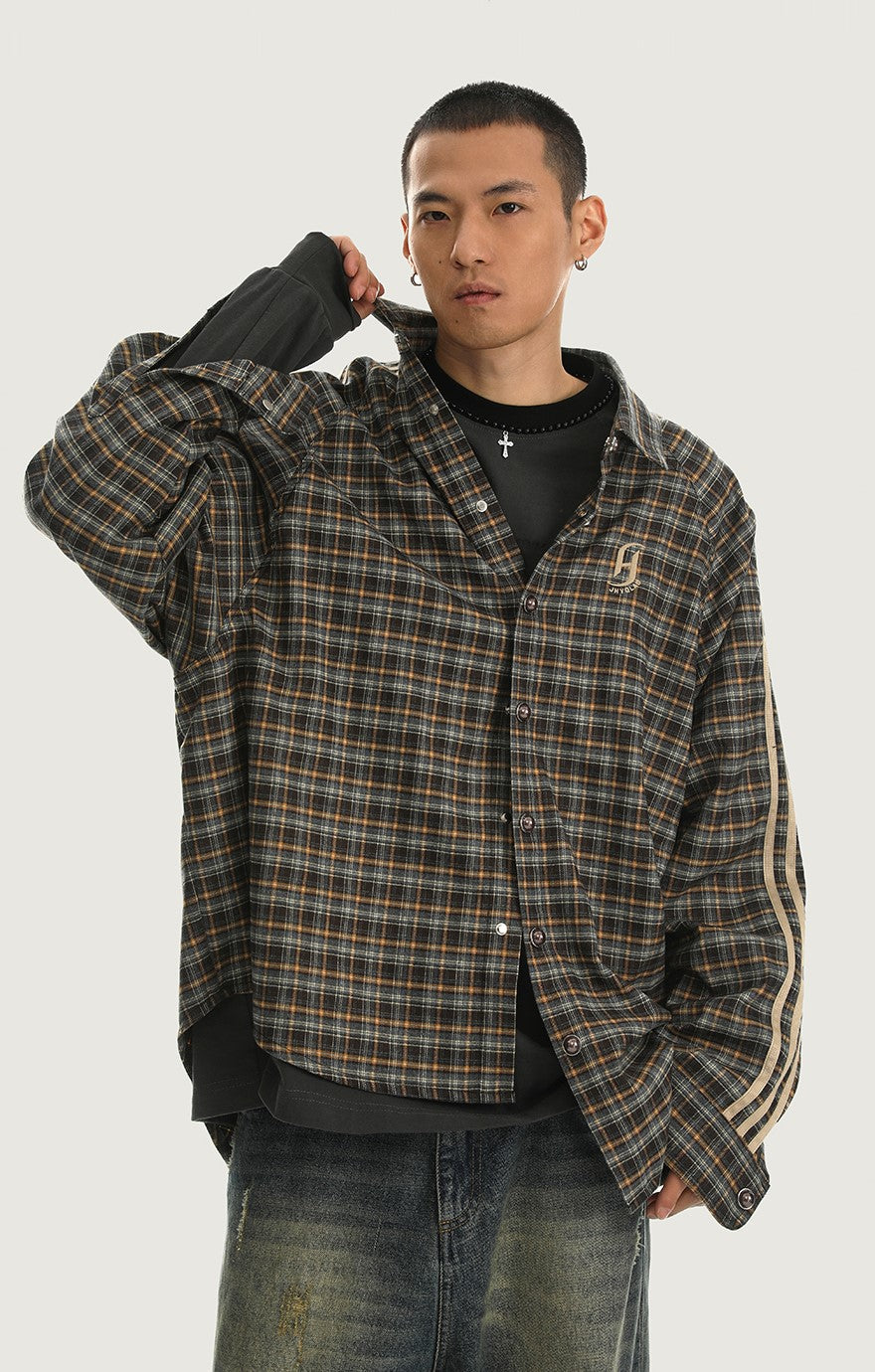 JHYQ Vintage Striped Flannel Shirt