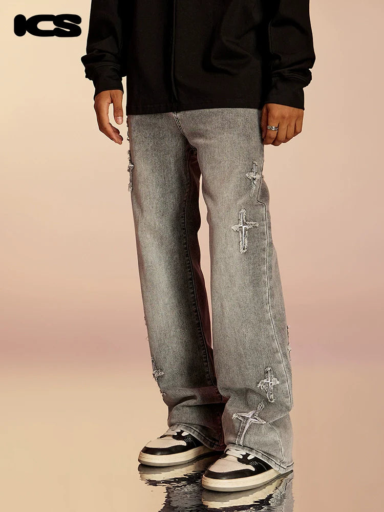 ICONSLAB Distressed Spike Denim Jeans
