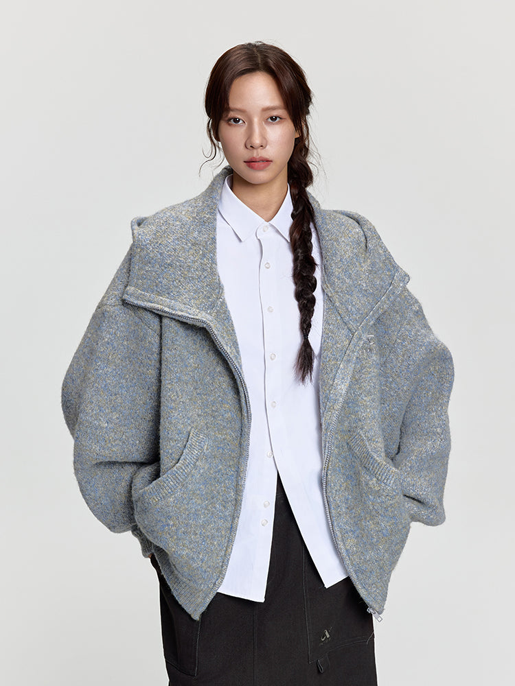 RAPPEYE Double-Zip Hooded Mohair Sweater