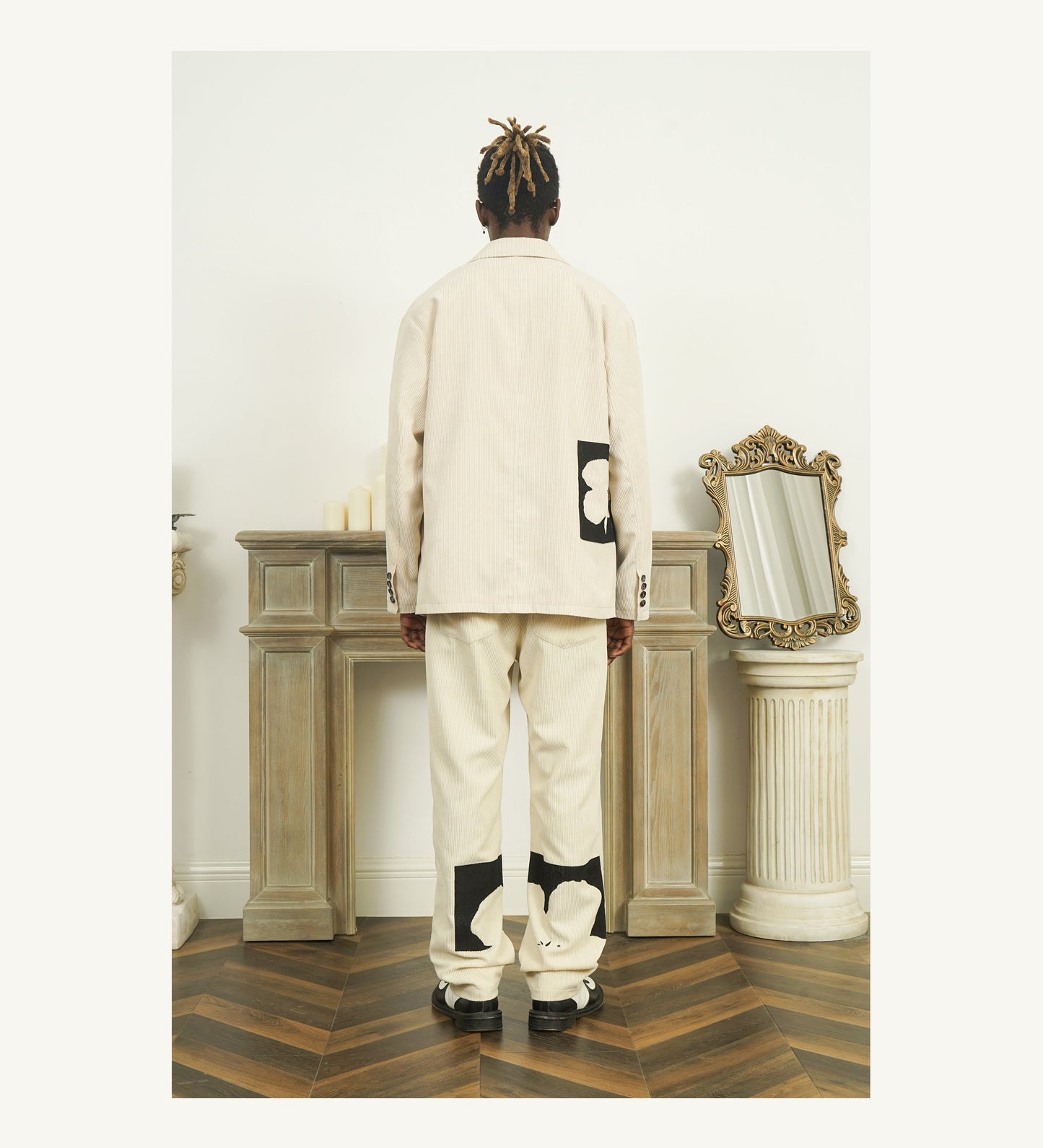 Two-Tone Flower Corduroy Blazer - EMPTY REFERENCE