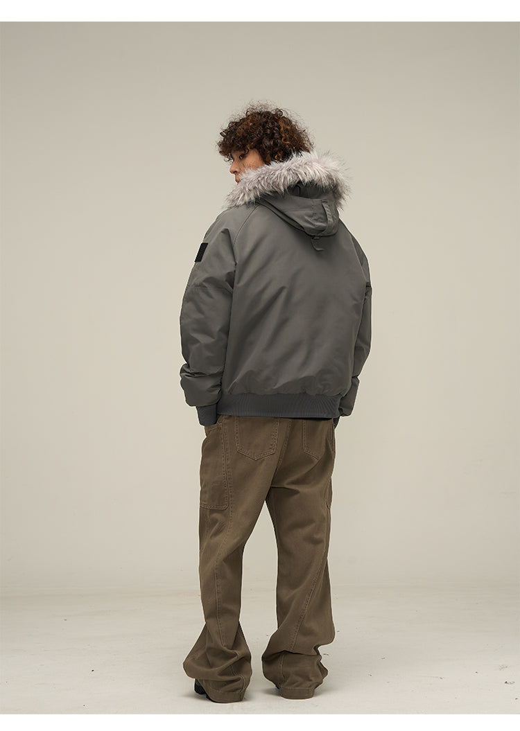 WLNEXT Faux-Fur Trim Parka Coat