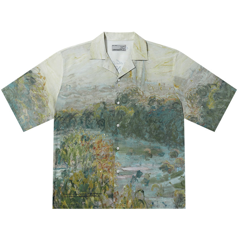 Bold and Edgy Autumn-Inspired Painted Button-Up