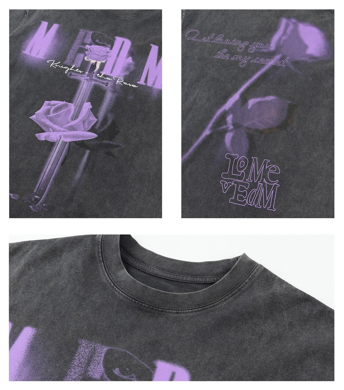 MEDM Retro Distressed 'Sword & Rose' T-Shirt