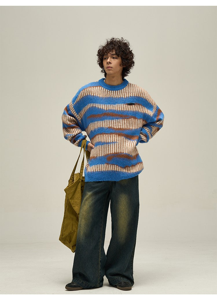WLNEXT Two-Tone Striped Sweater