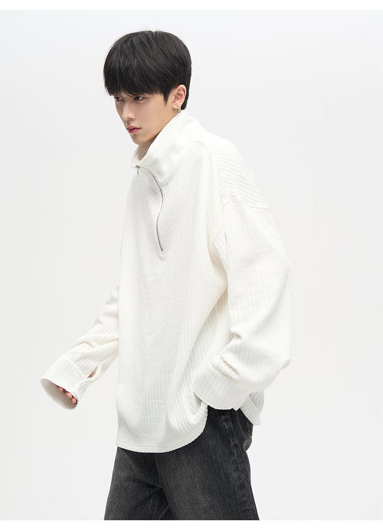 77F7GHT Ribbed Fleece Jacket with Quarter Zip