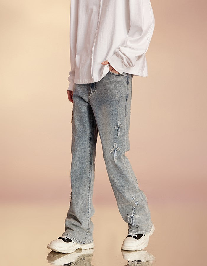 ICONSLAB Distressed Spike Denim Jeans
