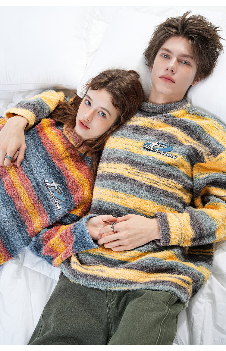 BJHG Striped Sweater with Contrast Paint Design