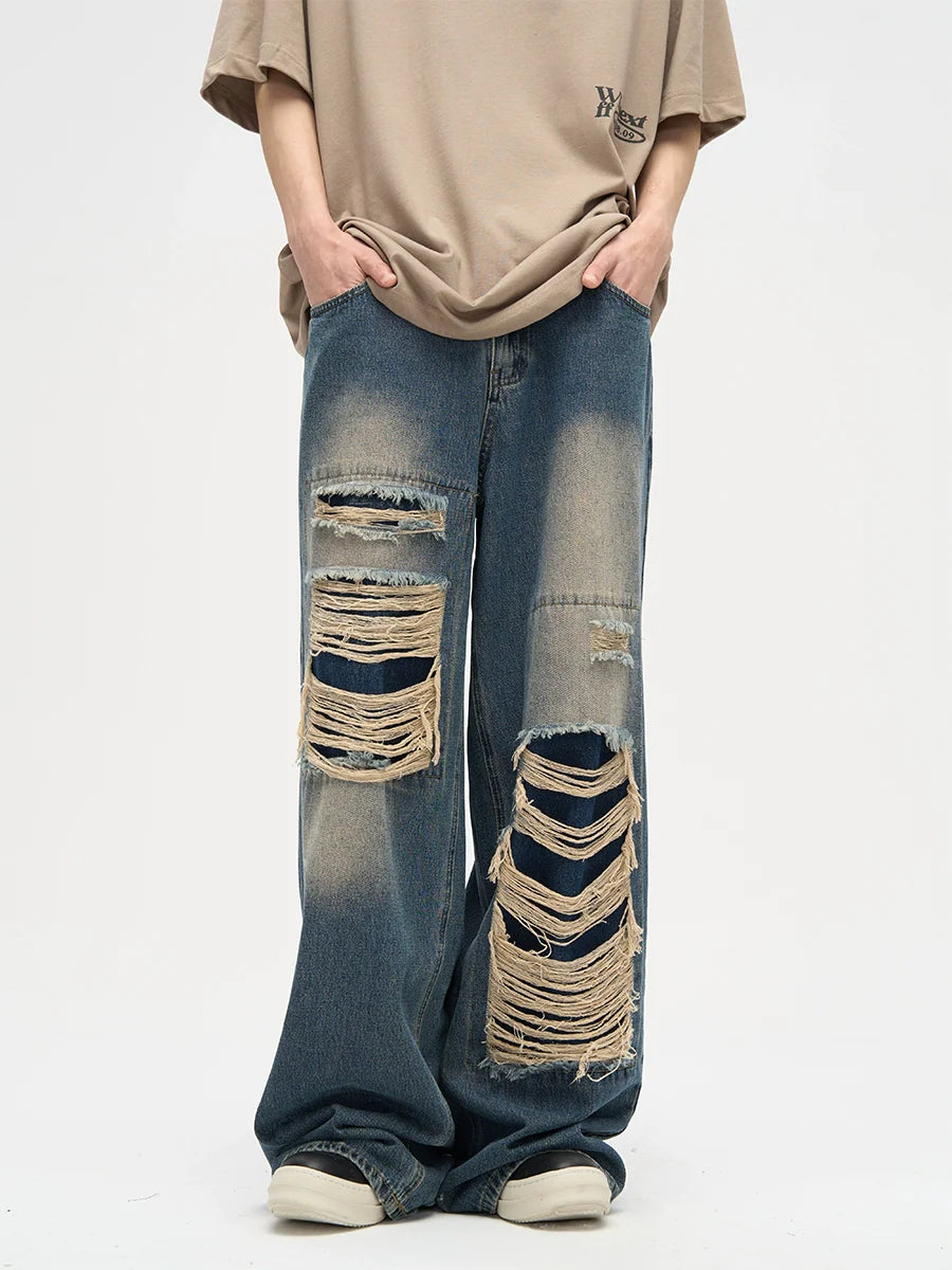 WLNEXT Distressed Patchwork Jeans