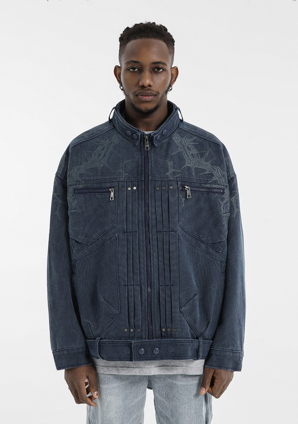 JHYQ Heavyweight Jacket with Embossed Thorn Design