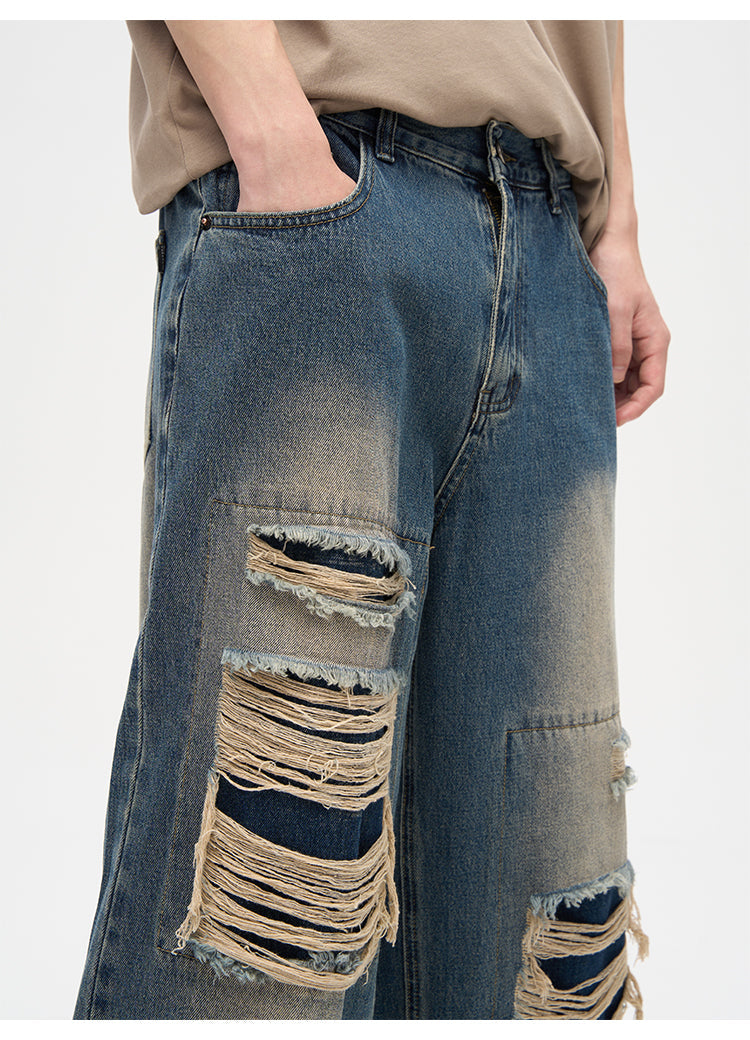 WLNEXT Distressed Patchwork Jeans