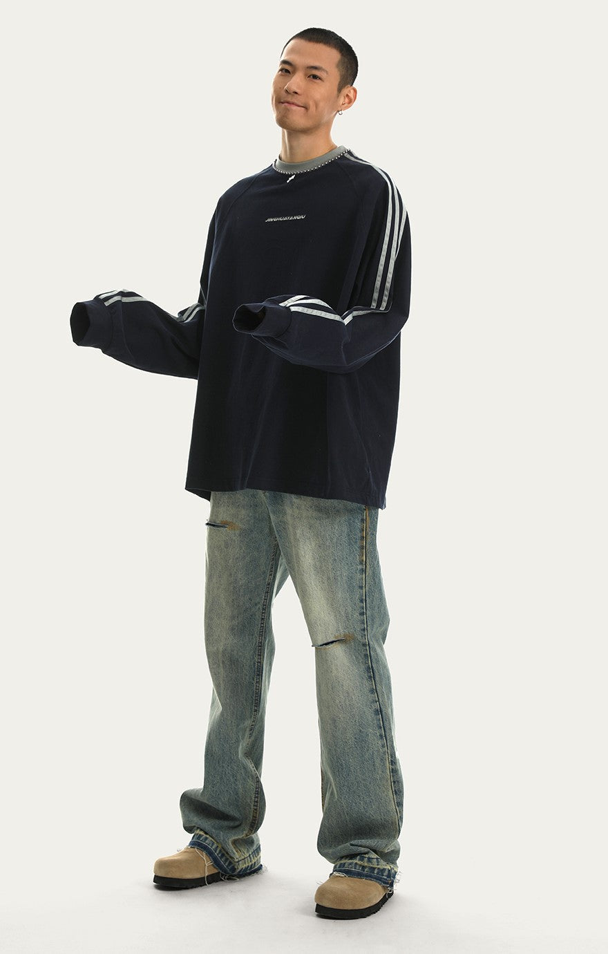 JHYQ Long Sleeve Silver Beaded Cross Top