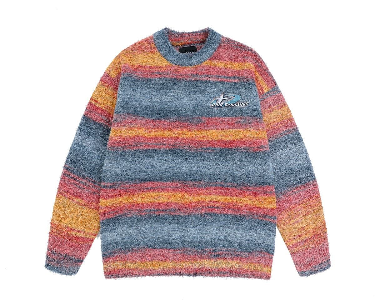 BJHG Striped Sweater with Contrast Paint Design
