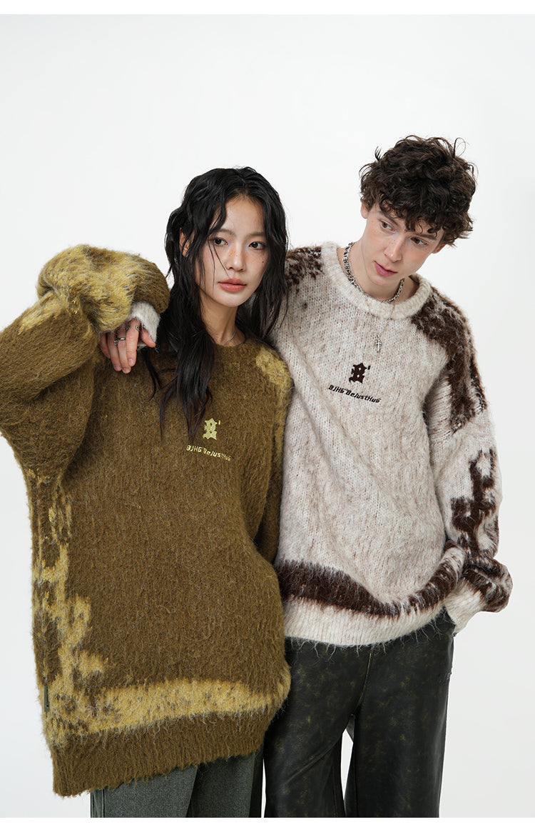 BJHG Textured Jacquard Knit Sweater