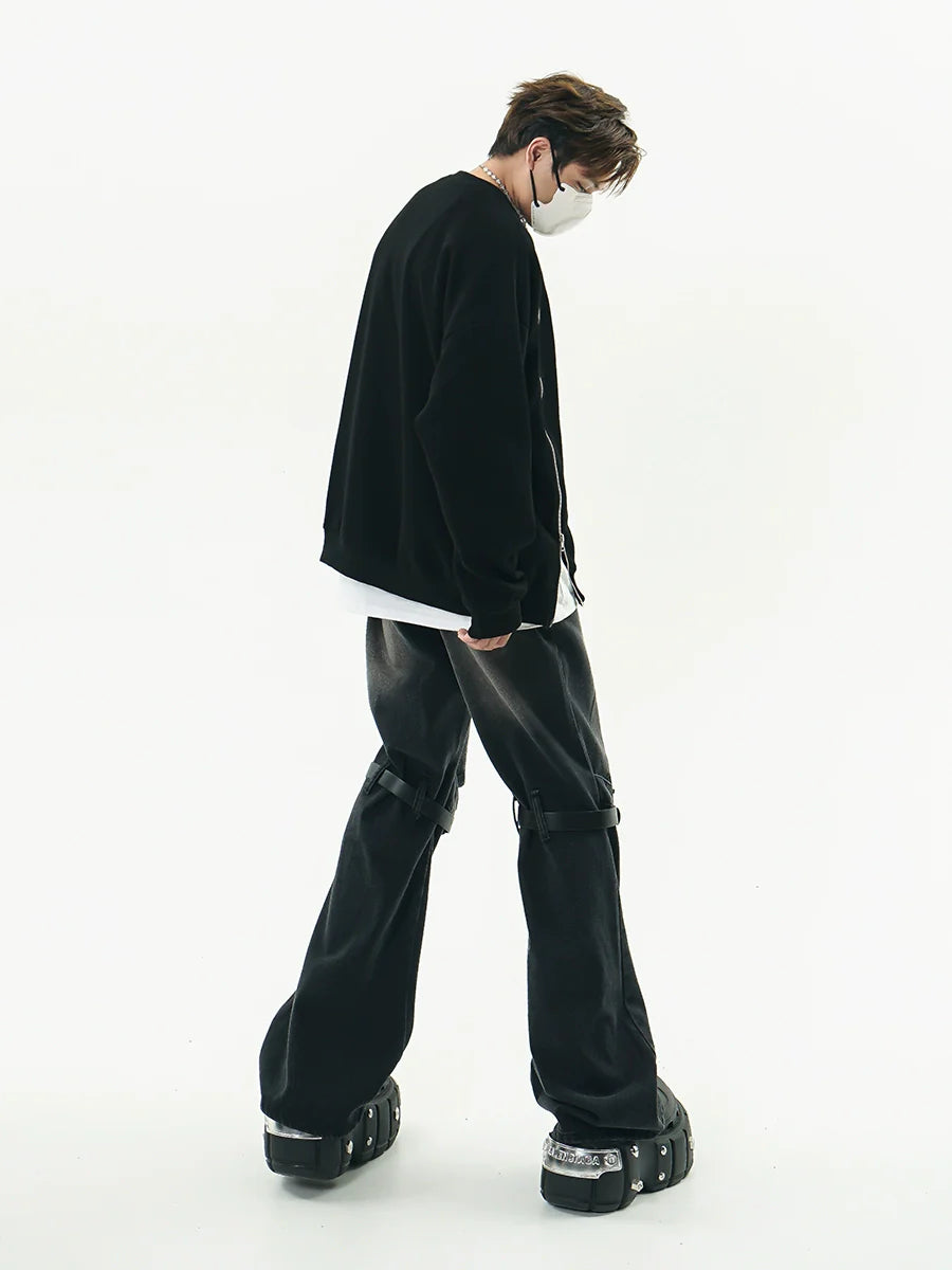 GCINIM Distressed Buckle-Knee Denim