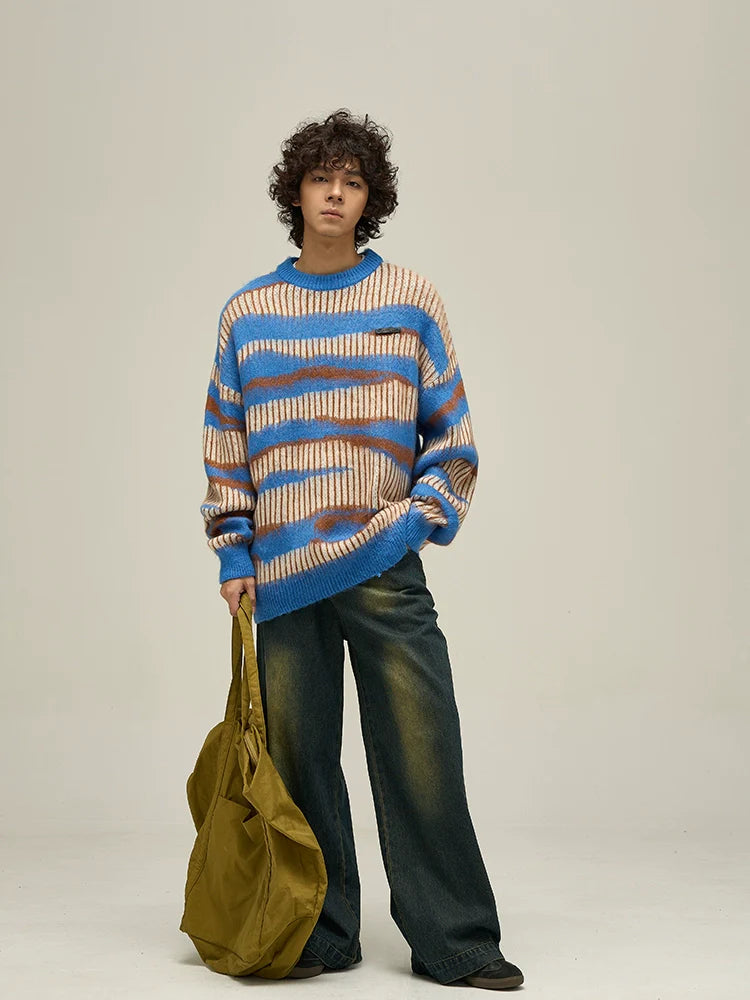 WLNEXT Two-Tone Striped Sweater