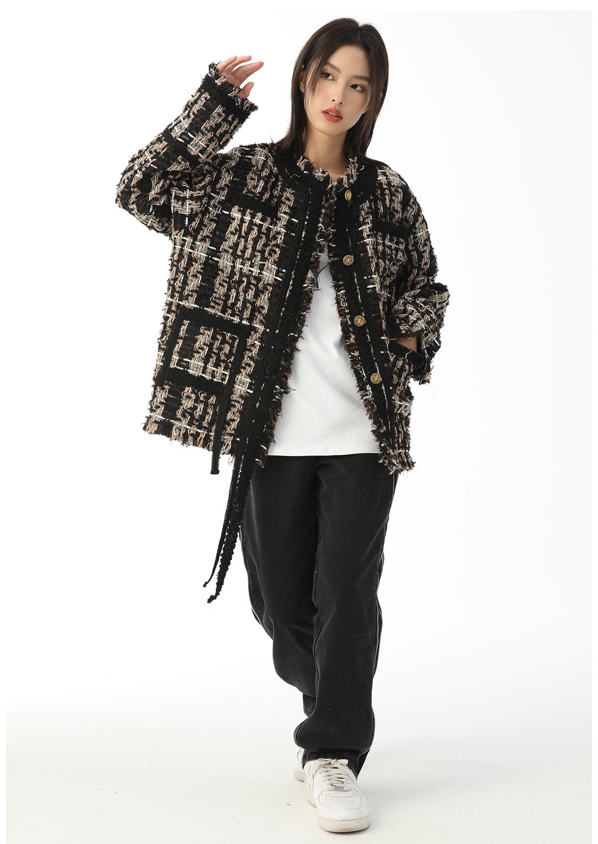 King Prince Vintage Plaid Tweed Jacket