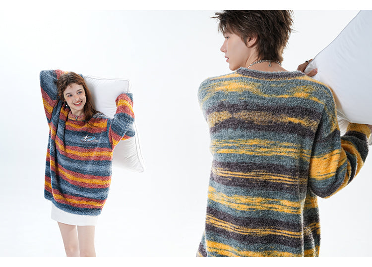 BJHG Striped Sweater with Contrast Paint Design