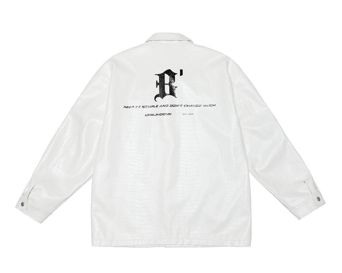 BJHG Faux-Leather Biker Jacket with Croc Texture