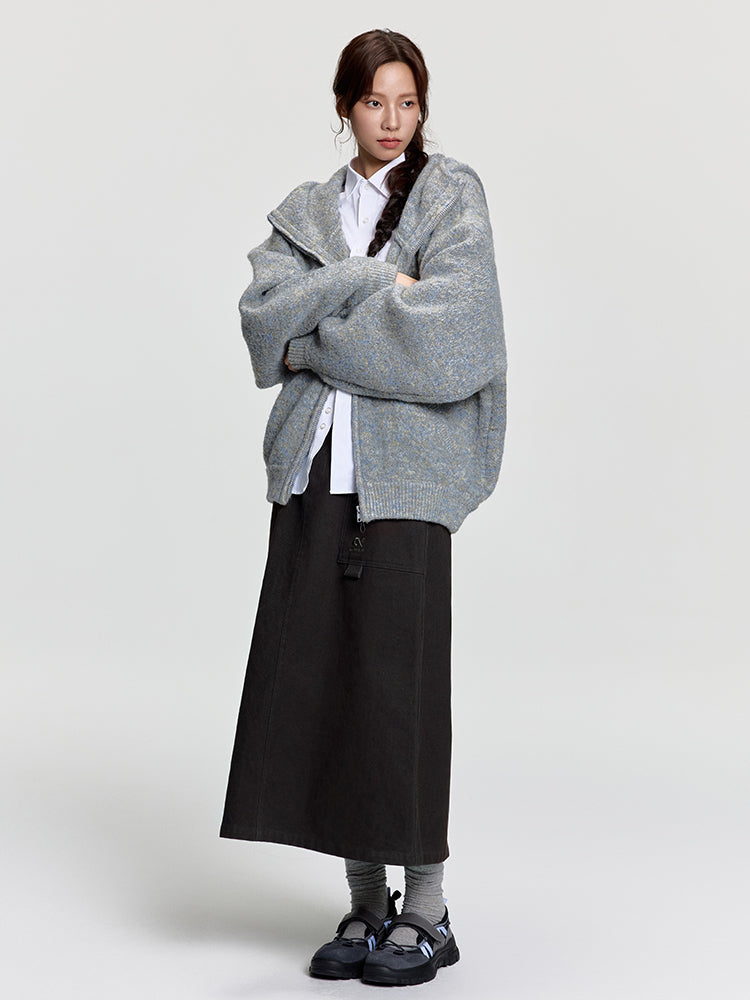 RAPPEYE Double-Zip Hooded Mohair Sweater