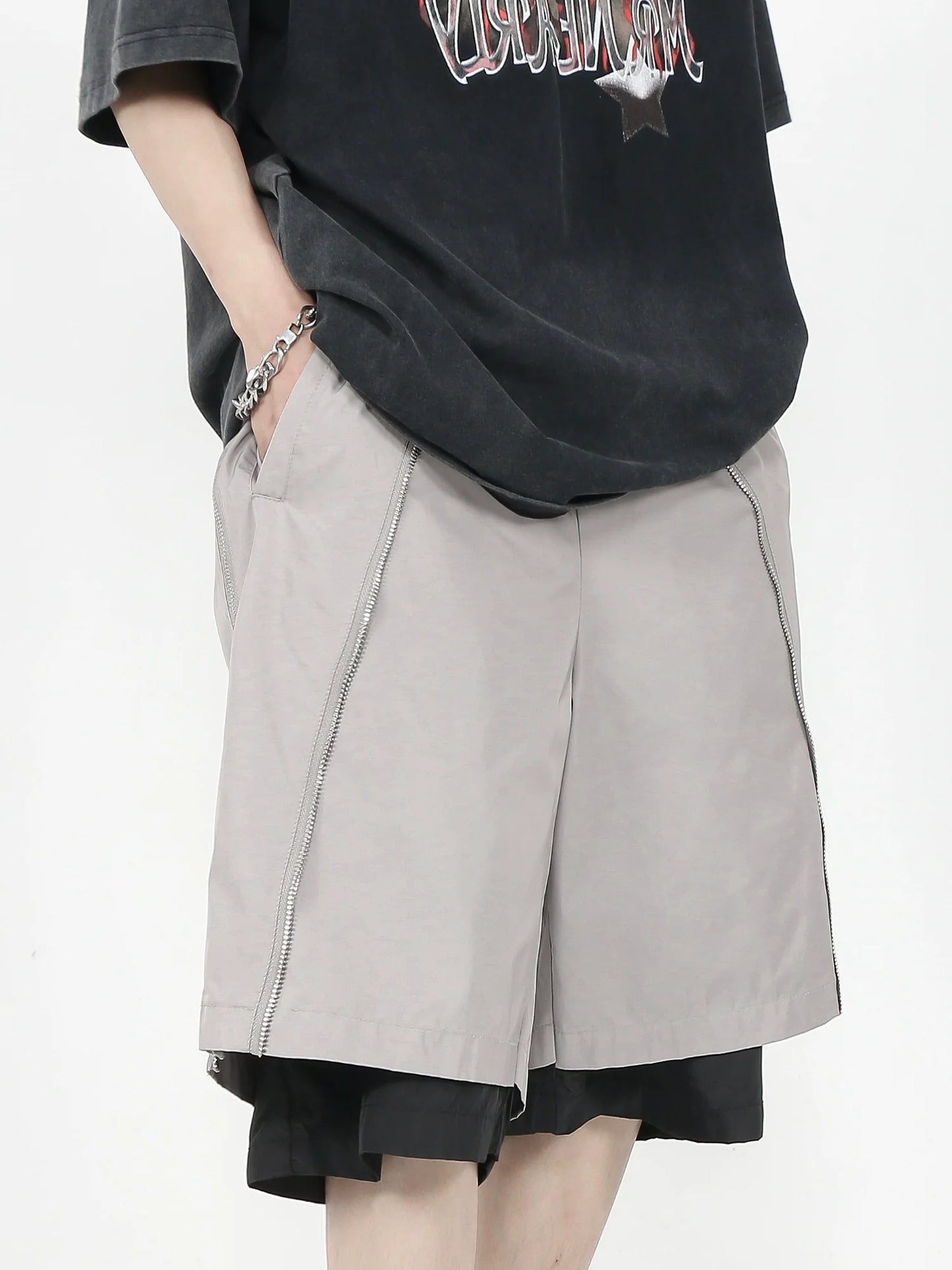 MRNEARLY Multi-Layered Zip Shorts