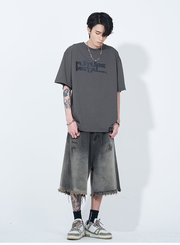 WLNEXT Retro Frayed Hem Denim Shorts