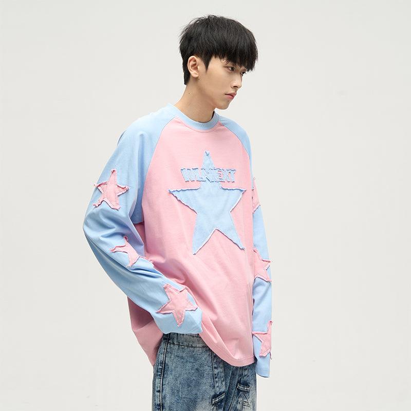 WLNEXT Colorful Patchwork Long Sleeve Shirt
