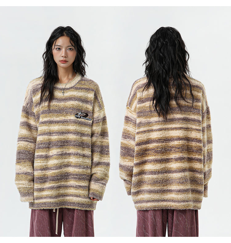 BJHG Striped Sweater with Contrast Paint Design