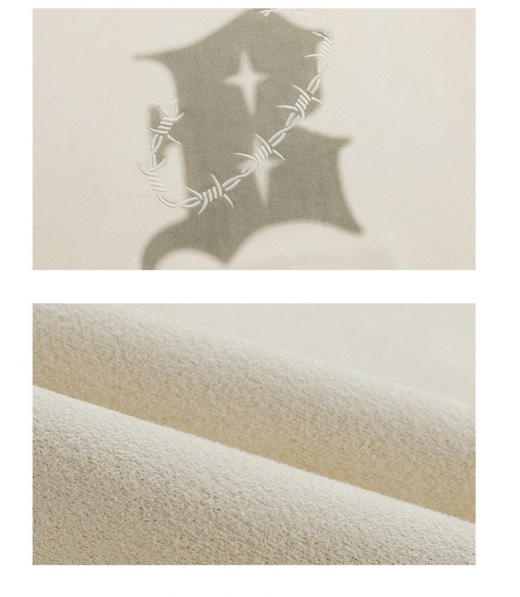 BJHG Suede Hoodie with Embroidered Thorn Design