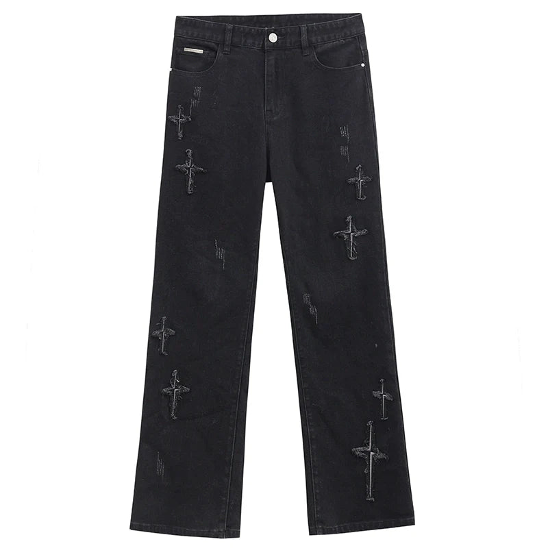 ICONSLAB Distressed Spike Denim Jeans