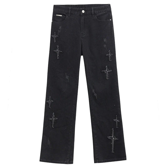 ICONSLAB Distressed Spike Denim Jeans