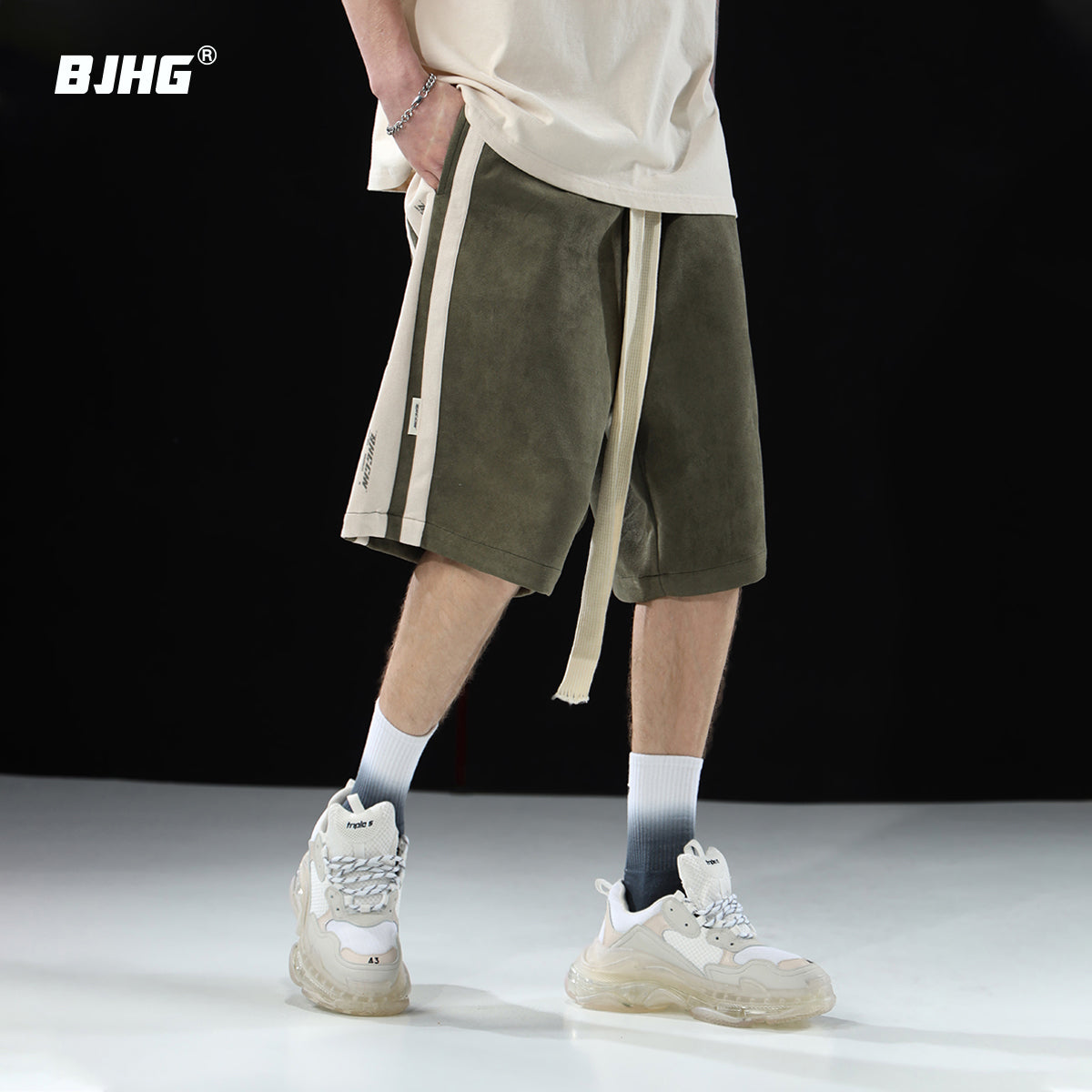 BJHG Velour Wide-Leg Lounge Shorts