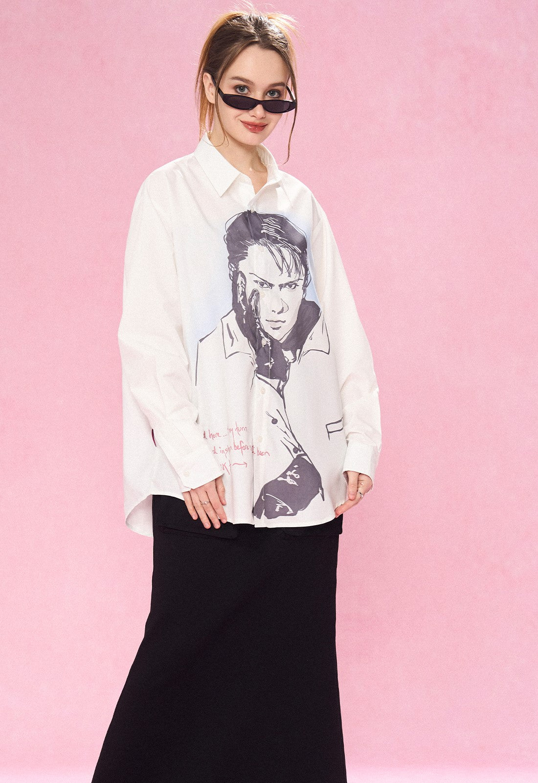 Reverse Irony Long Sleeve Button-Up Portrait Shirt