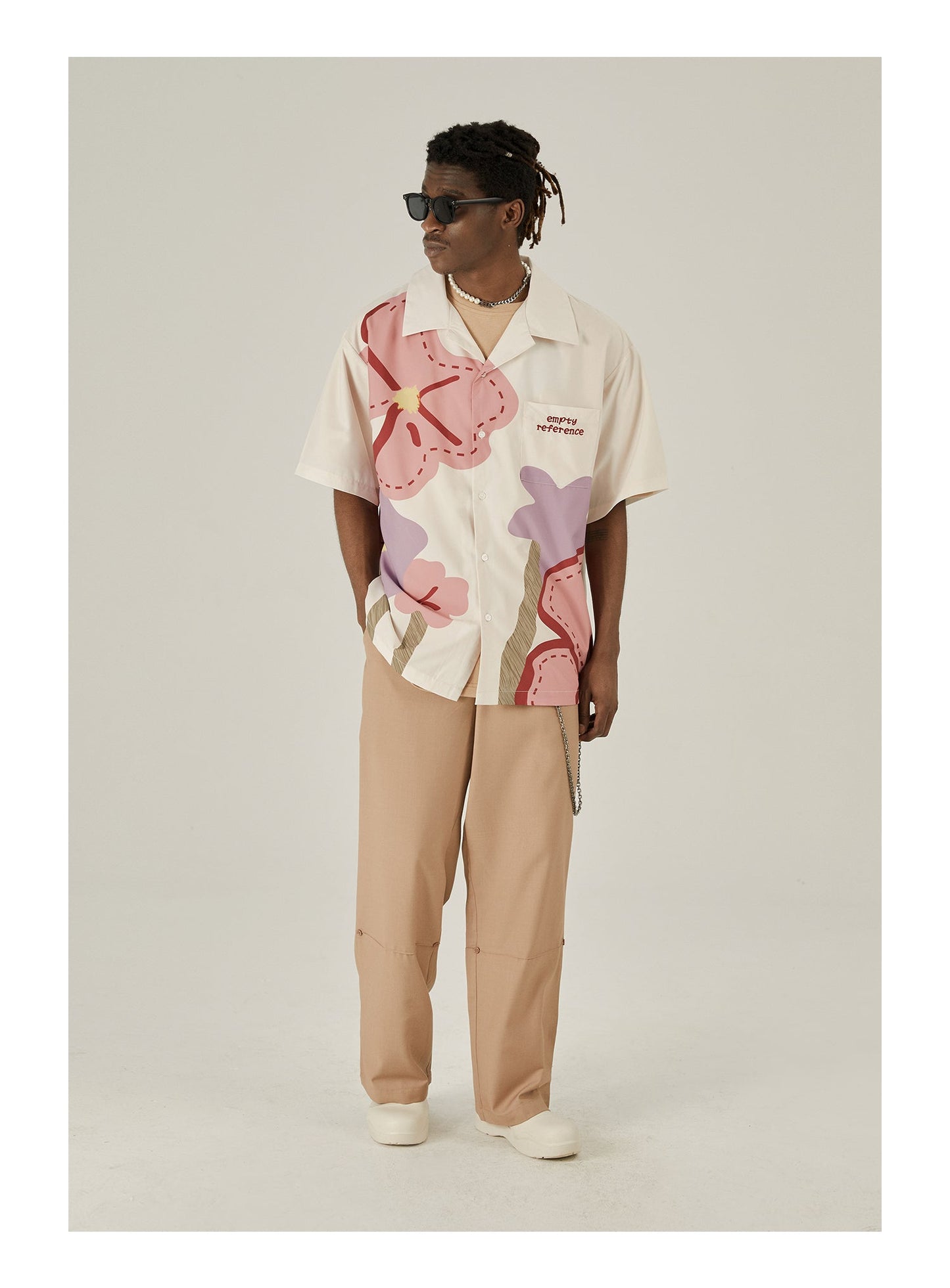 Loose Floral Print Button-Up Shirt - EMPTY REFERENCE