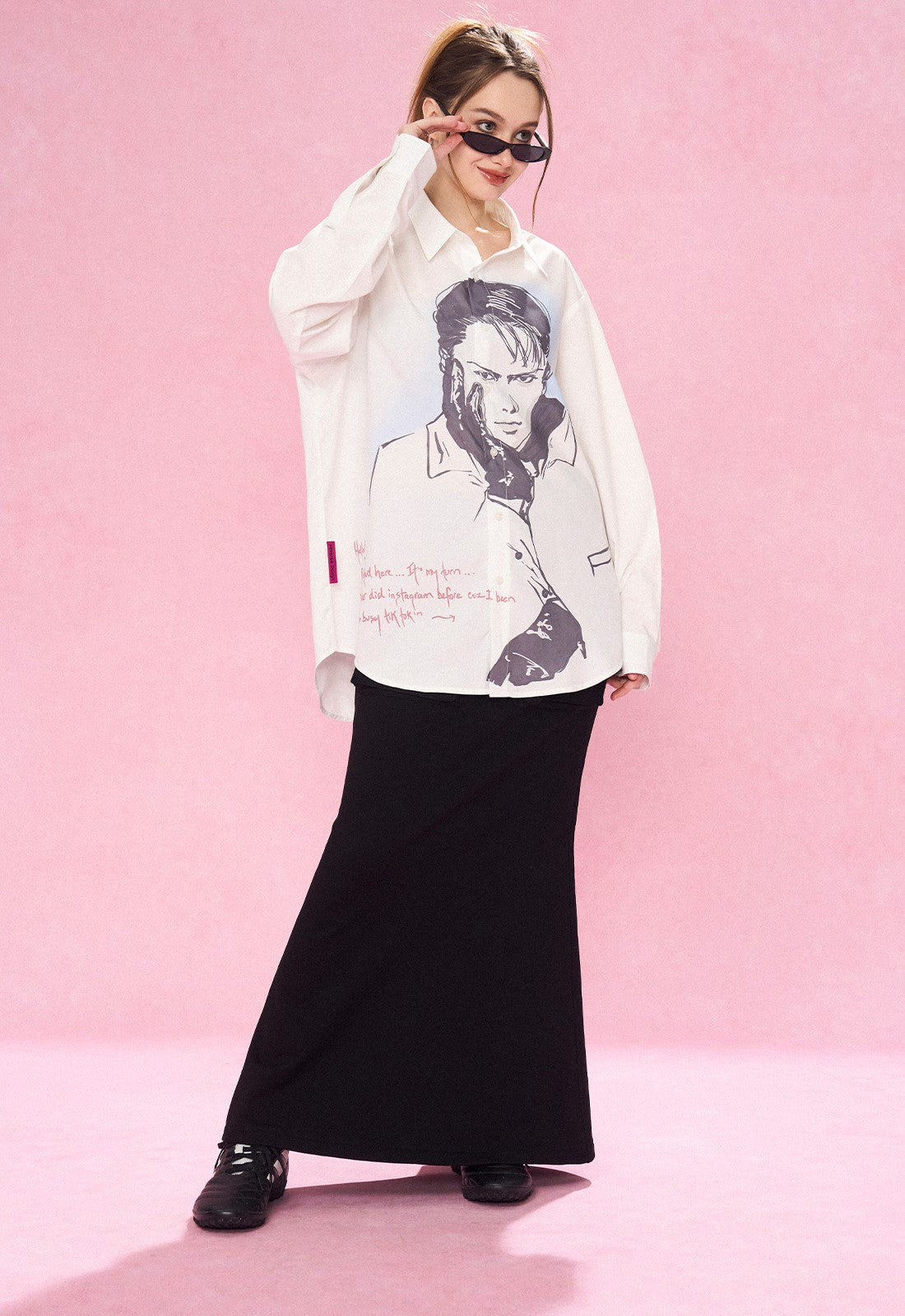 Reverse Irony Long Sleeve Button-Up Portrait Shirt