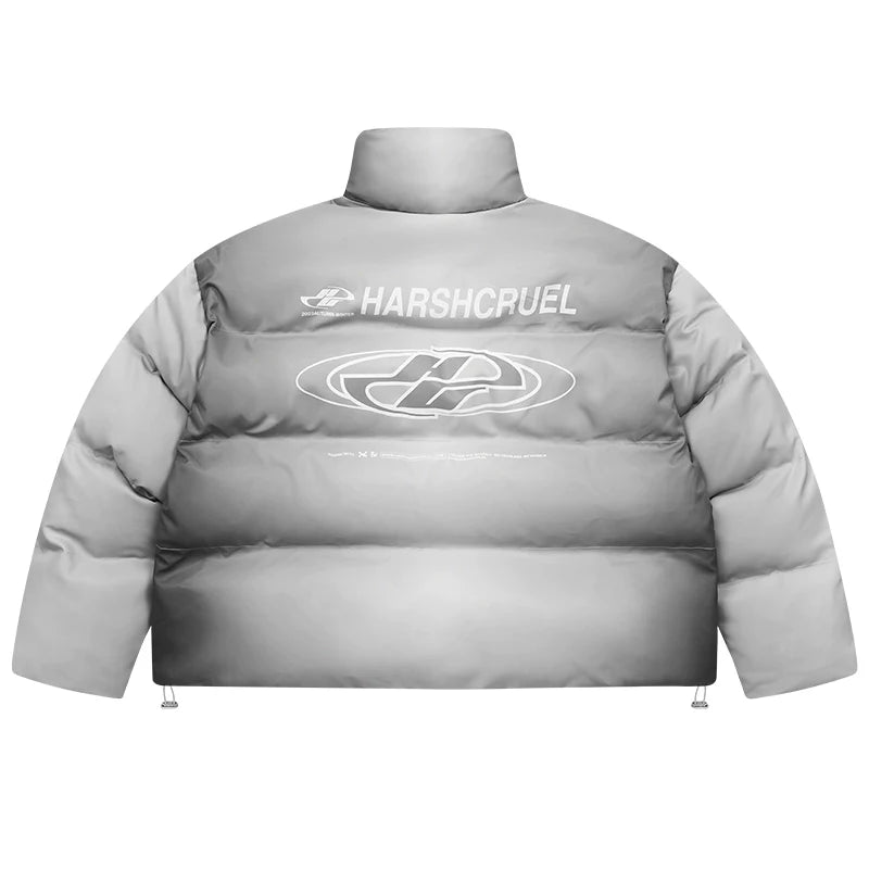 Edgy Silver-Tone Puffer Jacket