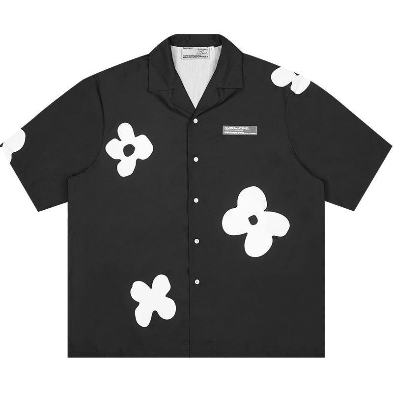 Bold and Edgy Solitary Flower Button-Up