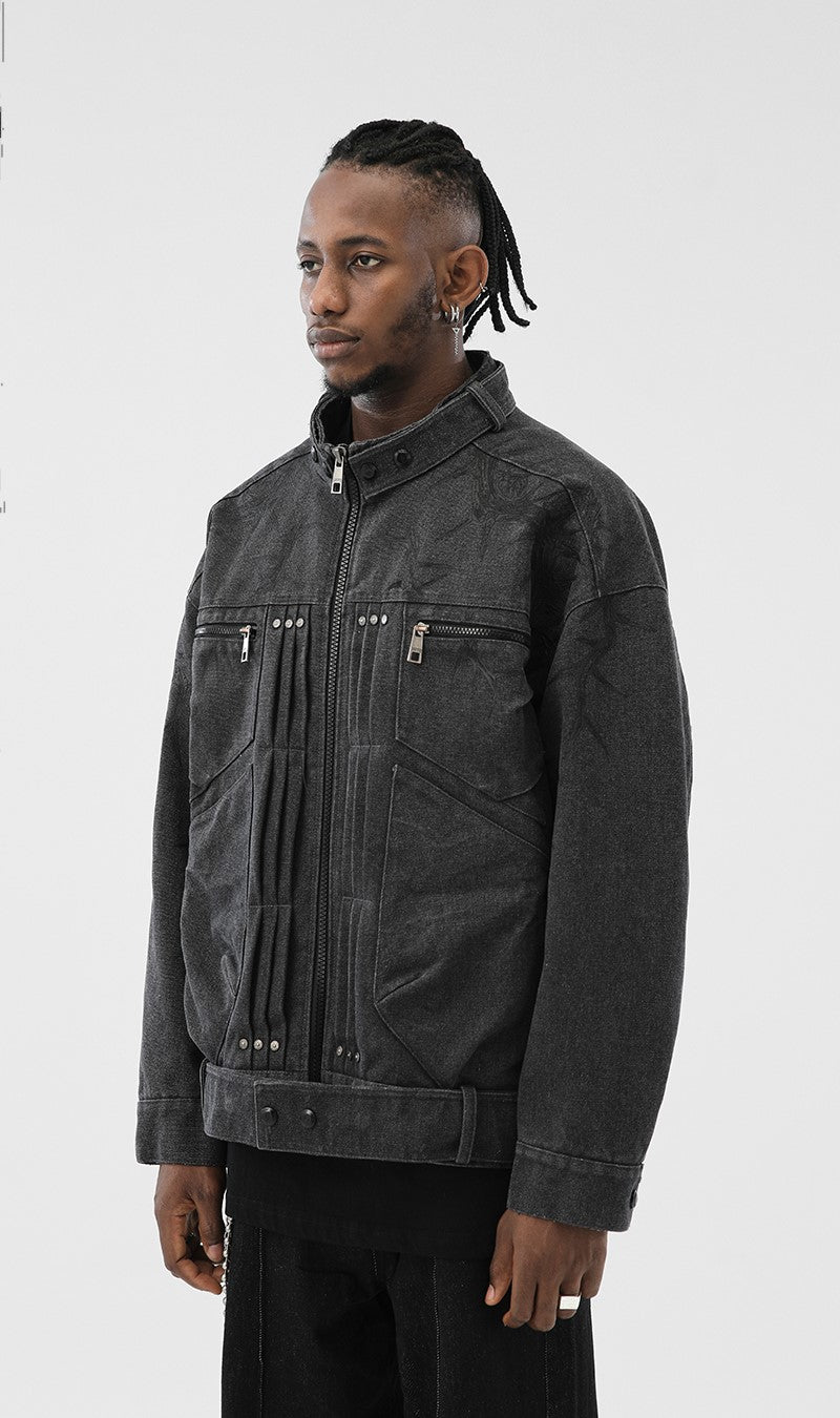 JHYQ Heavyweight Jacket with Embossed Thorn Design
