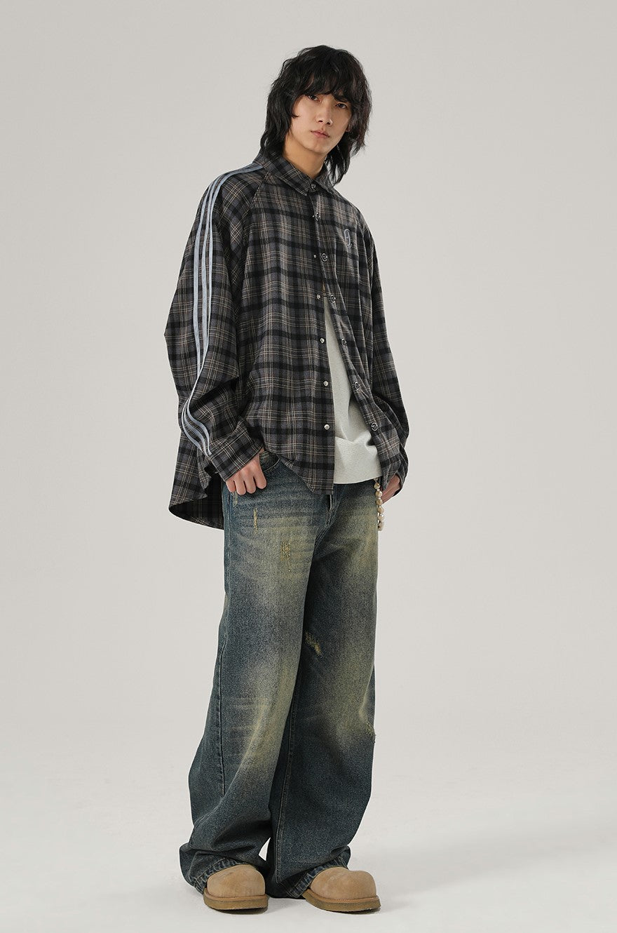 JHYQ Vintage Striped Flannel Shirt