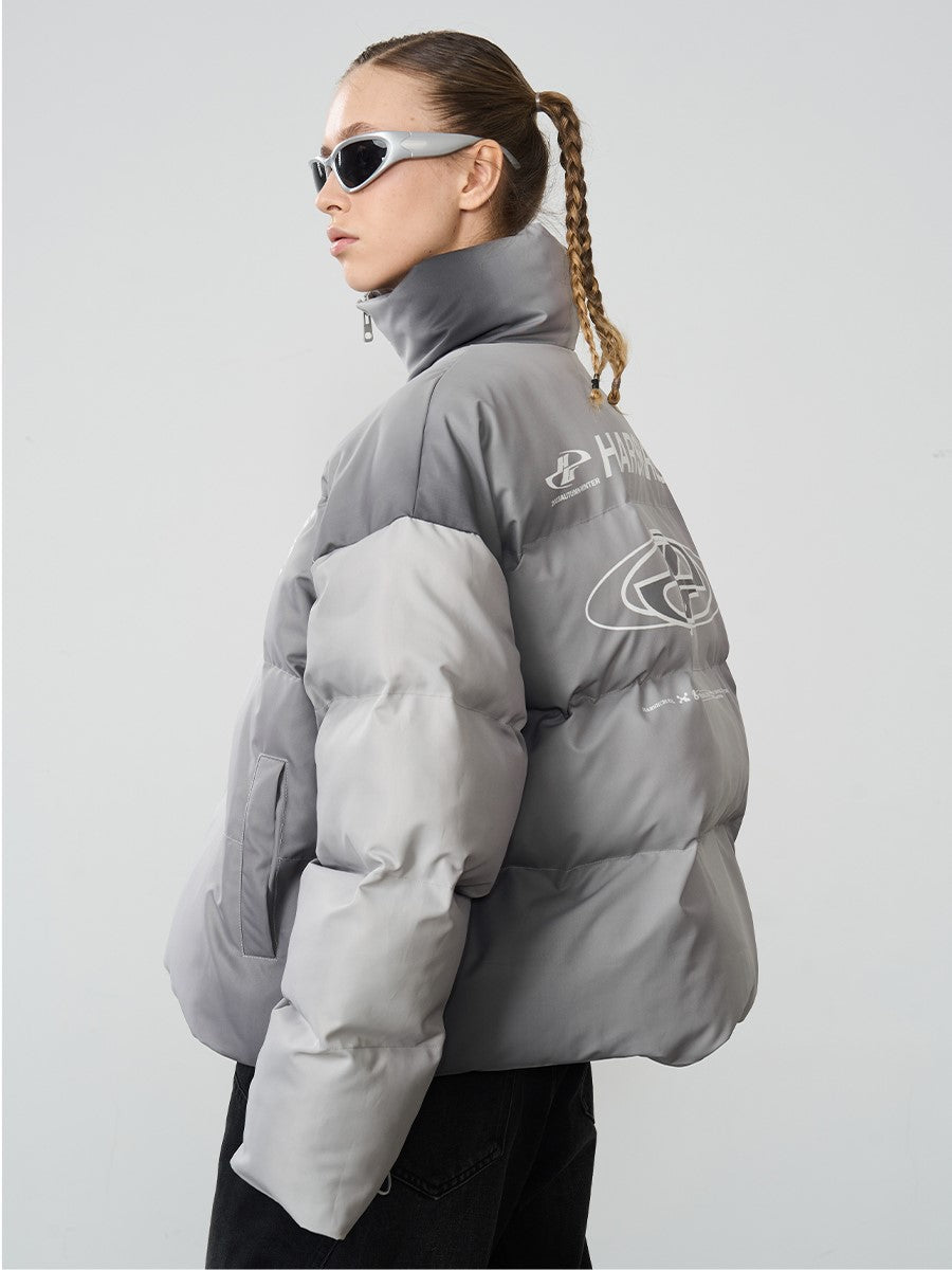 Edgy Silver-Tone Puffer Jacket